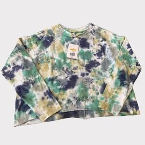 TRUE CRAFT  Women's Tie Dye Cropped Crew Neck Shirt Size M NWT